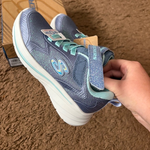Skechers Kids' Gray Blue Aqua Sneakers NEW Sz 1 Glitter Sparkle Girls - Picture 5 of 7